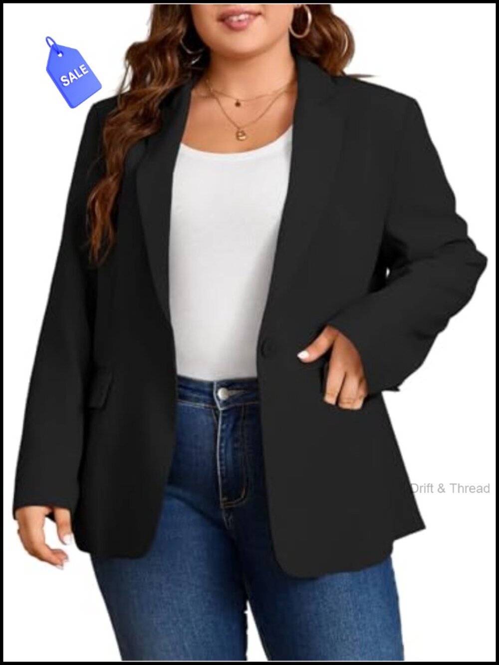 Plus Size Blazer Long Sleeve Open Front Lapel Work Office Suit Jacket